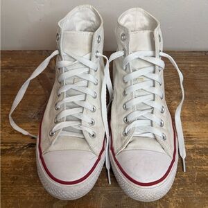 Converse Hi-Top Men's Lace Up White Canvas Sneakers size 10/Women 12